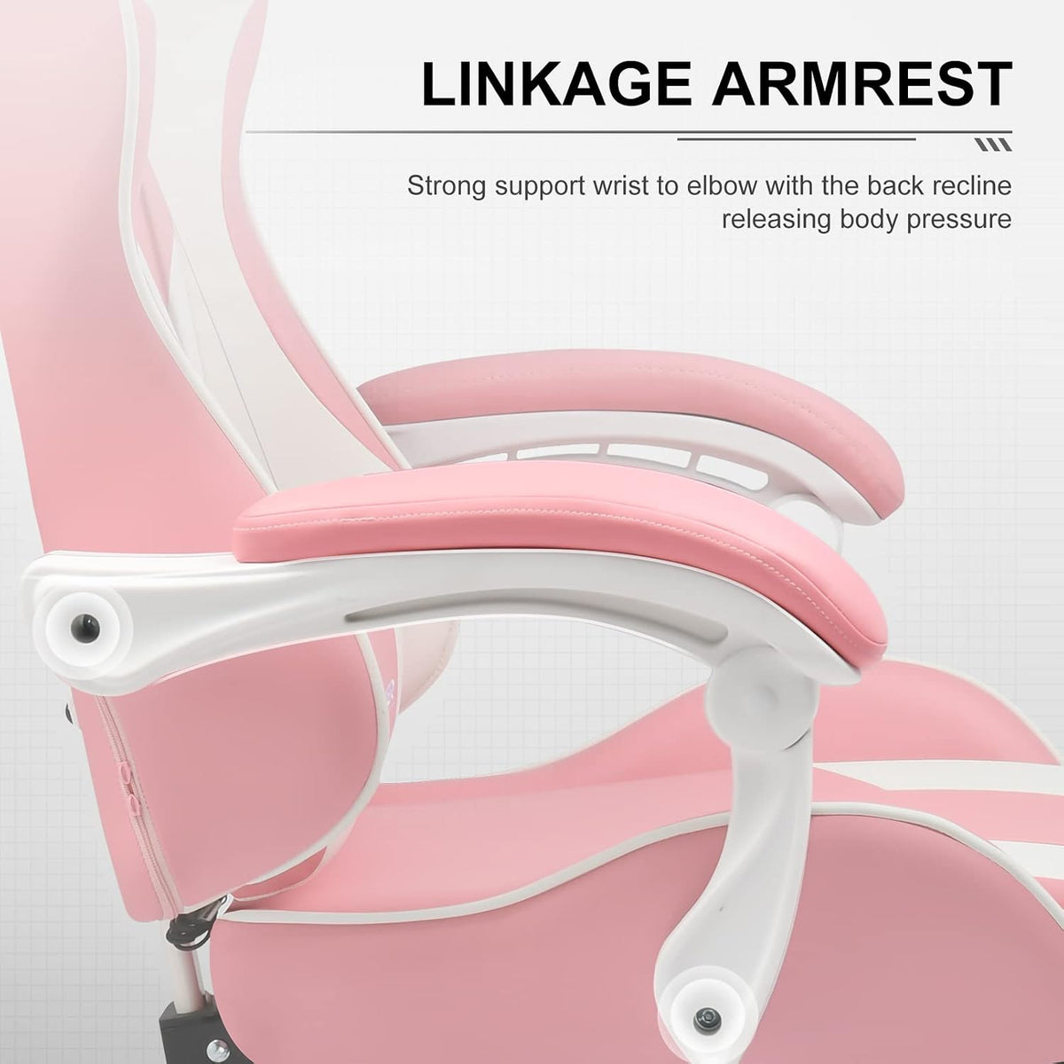 Gaming Chair, Massage Computer Chairs Adjustable Ergonomic 360° Pink