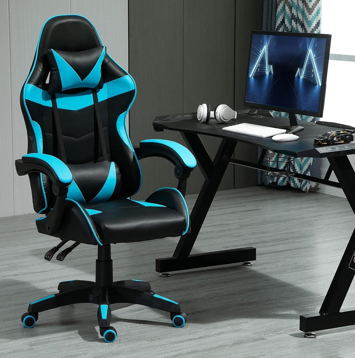 Swivel Faux Leather Office Chair Racing Sports Gaming Tilt Computer Desk Chair