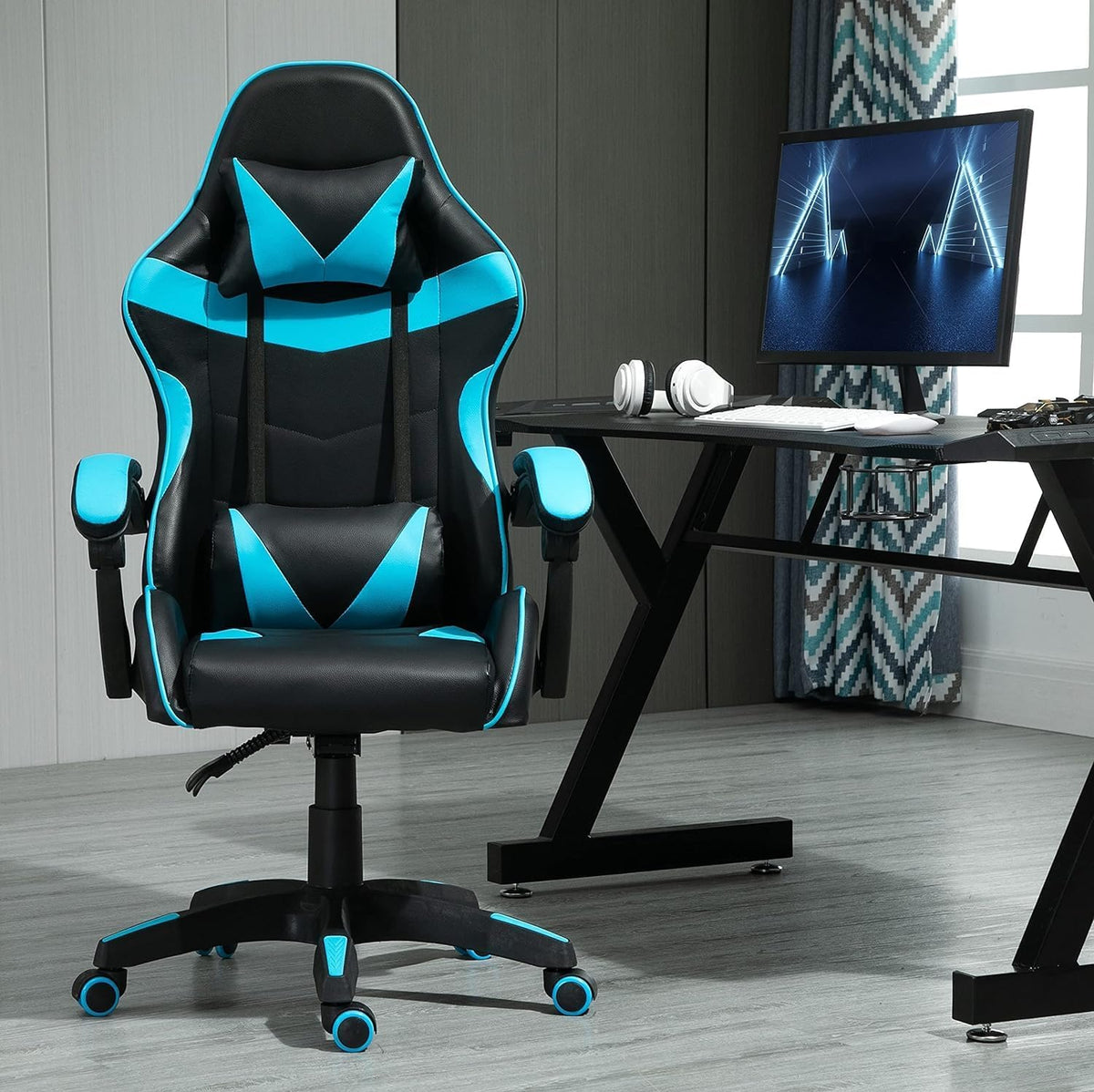 Swivel Faux Leather Office Chair Racing Sports Gaming Tilt Computer Desk Chair