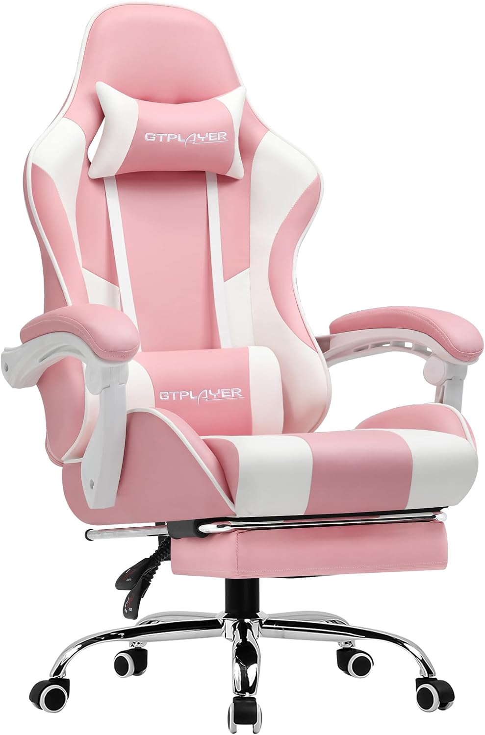 Gaming Chair, Massage Computer Chairs Adjustable Ergonomic 360° Pink