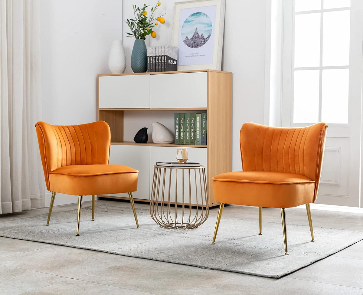 Velvet Accent Chair Occasional Tub Chair with Golden Metal Legs