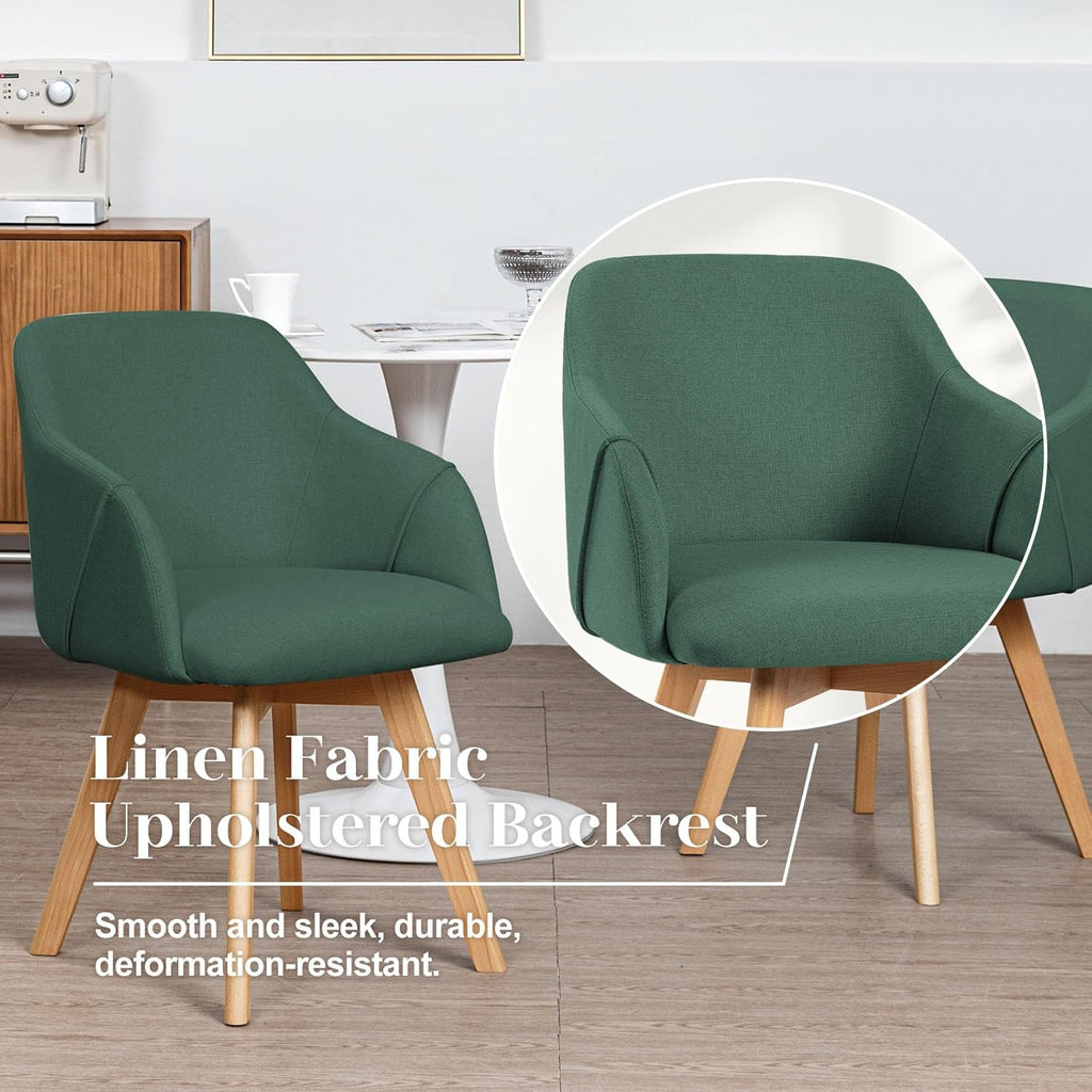 Swivel Dining Chairs Set of 2, Modern Kitchen Chairs, Forest Green