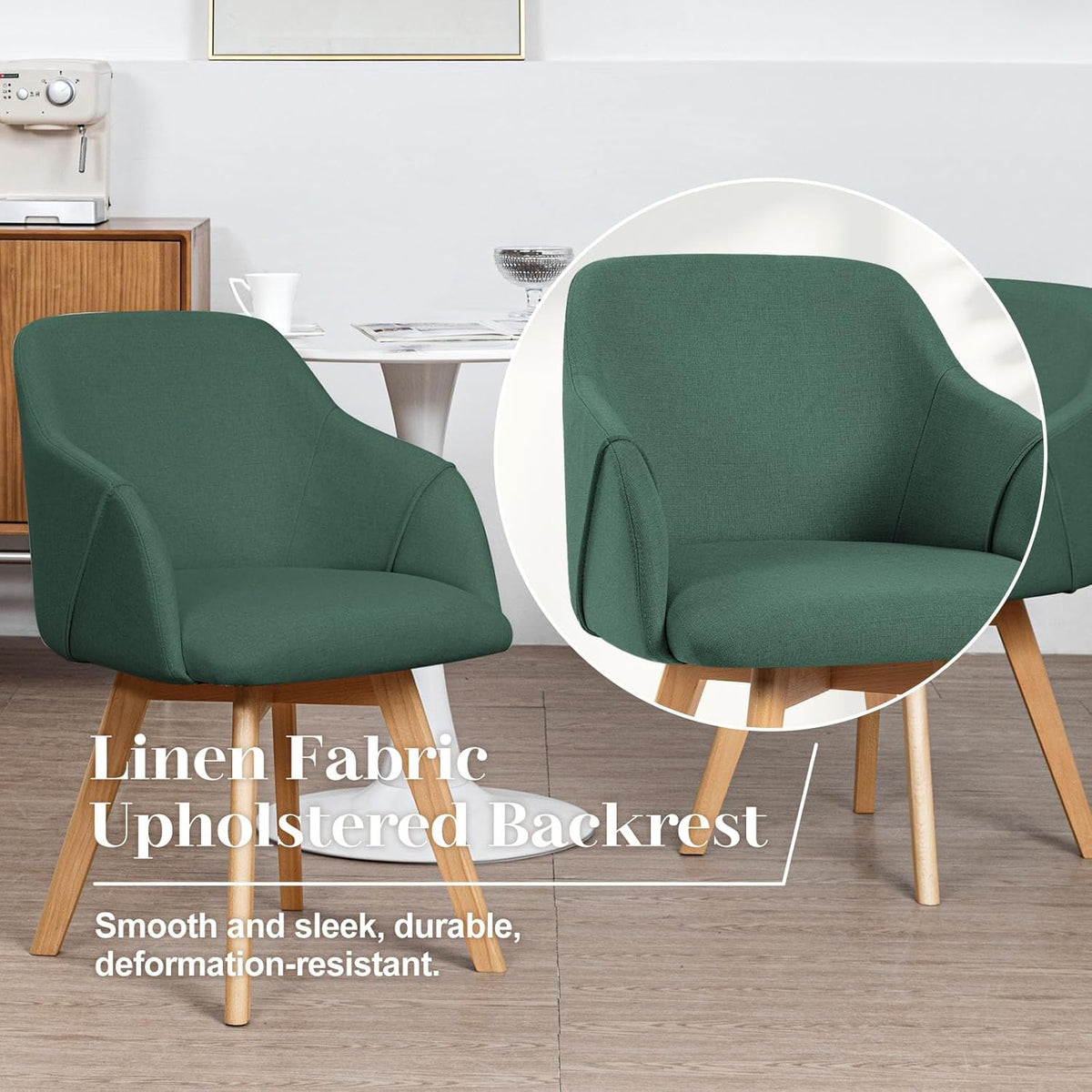 Swivel Dining Chairs Set of 2, Modern Kitchen Chairs, Forest Green