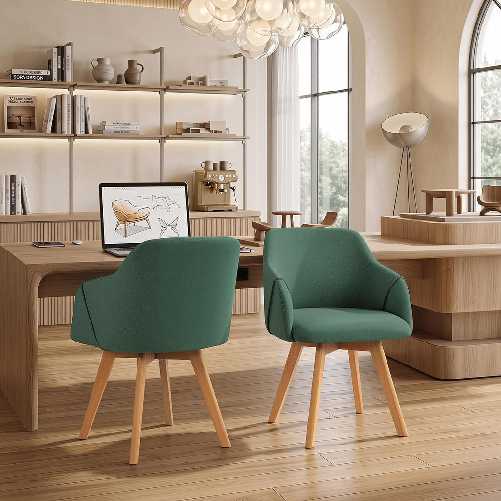 Swivel Dining Chairs Set of 2, Modern Kitchen Chairs, Forest Green