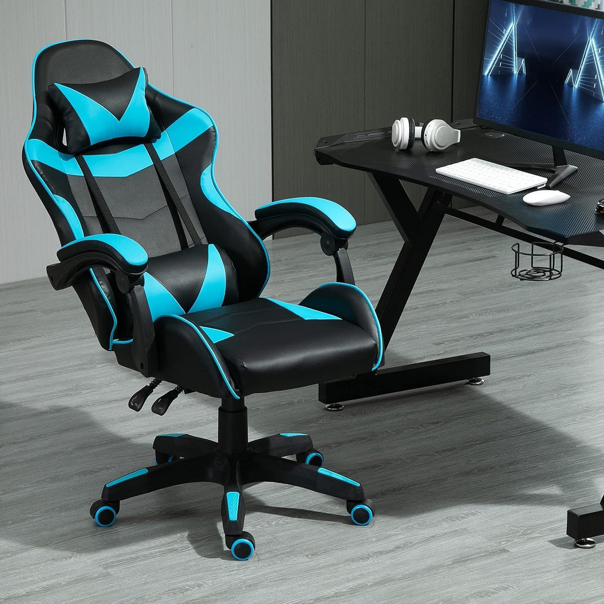 Swivel Faux Leather Office Chair Racing Sports Gaming Tilt Computer Desk Chair
