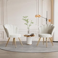 Velvet Accent Chair with Gold Metal Legs White 1 Chair