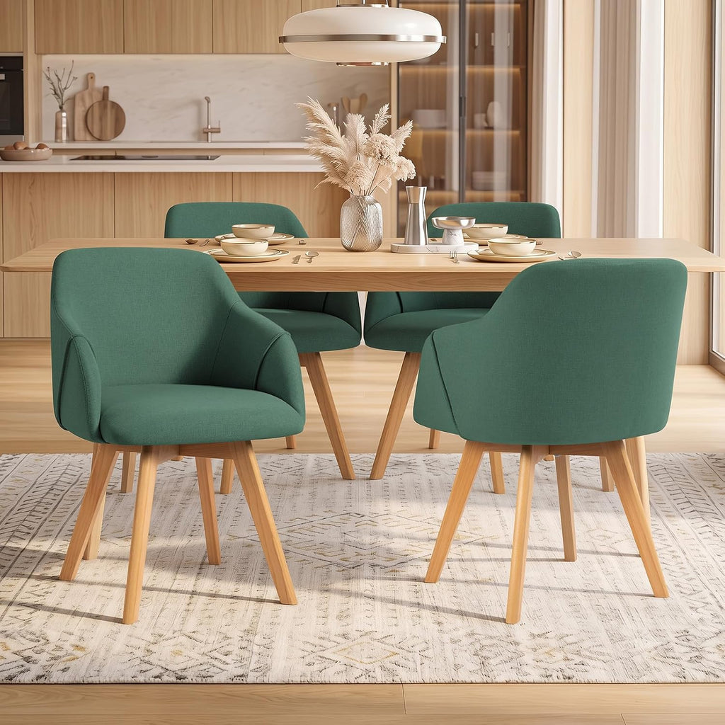Swivel Dining Chairs Set of 2, Modern Kitchen Chairs, Forest Green